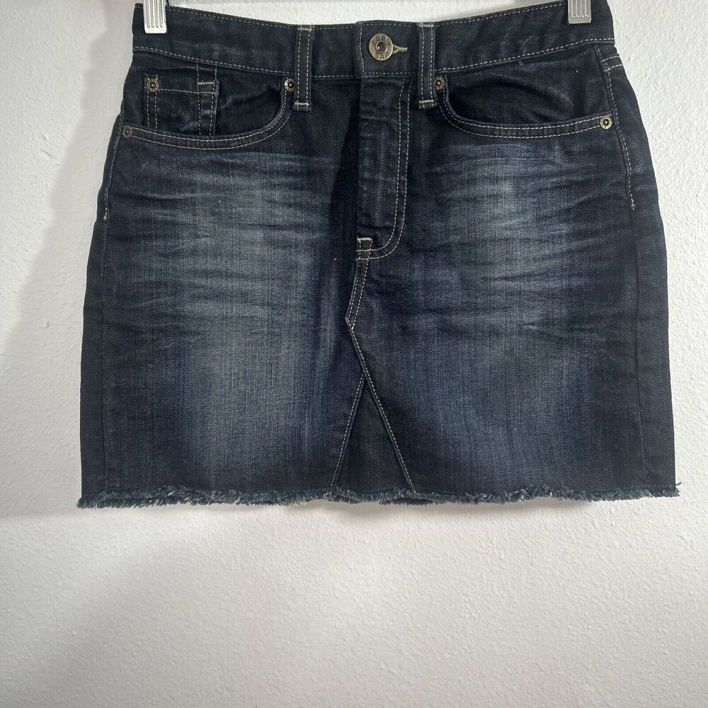 GAP Skirt Womens 2 Dark Blue Frayed Hem Denim Jean 90s Y2K